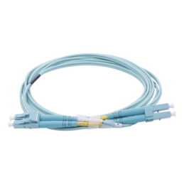 Jumper de Fibra Optica Multimodo OM4 50/125 LC-LC OFNR (Riser) 2.0 mm Duplex Aqua 2 metros