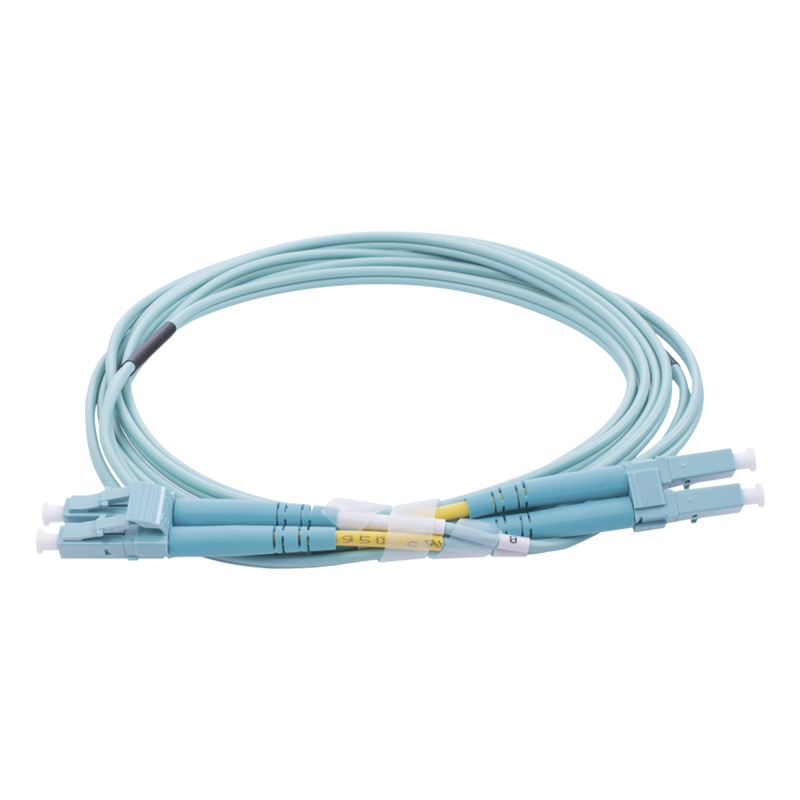 Jumper de Fibra Optica Multimodo OM4 50/125 LC-LC OFNR (Riser) 2.0 mm Duplex Aqua 2 metros