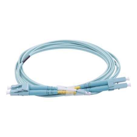 Jumper de Fibra Optica Multimodo OM4 50/125 LC-LC OFNR (Riser) 2.0 mm Duplex Aqua 2 metros