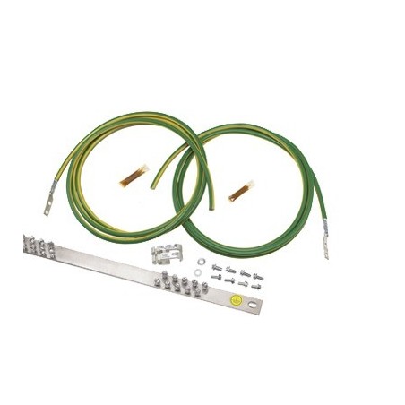 Kit de Puesta a Tierra con dos Jumpers 6 AWG y Barra de Conexiones de 20 Orificios Rack de 19in