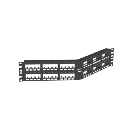 Panel de Parcheo Modular Mini-Com (Sin Conectores) Angulado Instalacion la Ras Sin Blindaje de 48 puertos 2UR