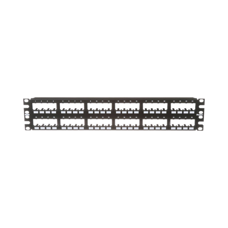 Panel de Parcheo Modular Mini-Com (Sin Conectores) Plano de Instalacion al Ras Sin Blindaje de 48 puertos 2UR