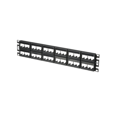 Panel de Parcheo Modular Mini-Com (Sin Conectores) Plano Sin Blindaje Con Etiqueta y Cubierta de 48 puertos 2UR