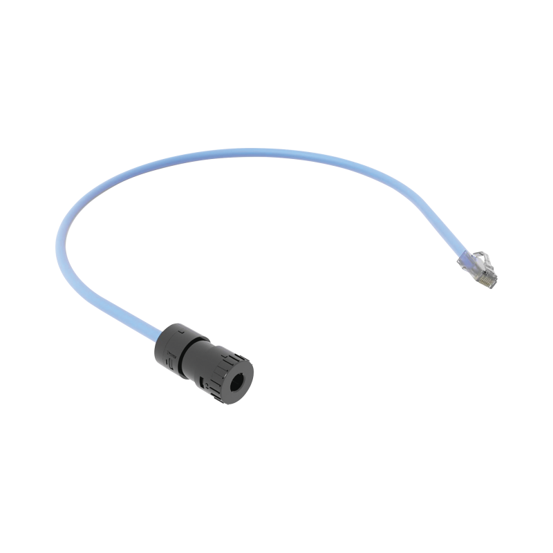 Cable de Conexion en Campo Jack a Plug RJ45 Cat6A CMP (Plenum) 0.5 Metros Azul