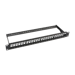 Patch panel modular sin blindaje de 24 puertos 1U con barra organizar cable