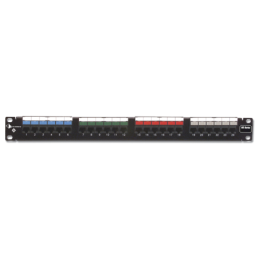 Patch Panel UTP HD6 de 24 puertos Precargado con Jacks Cat6 Plano 1UR