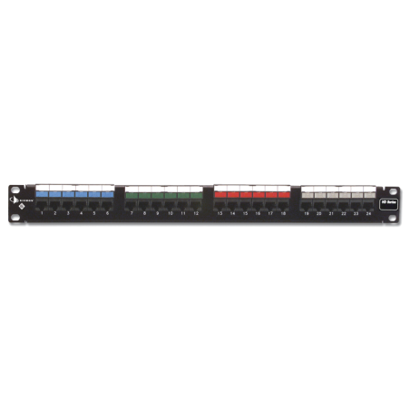 Patch Panel UTP HD6 de 24 puertos Precargado con Jacks Cat6 Plano 1UR