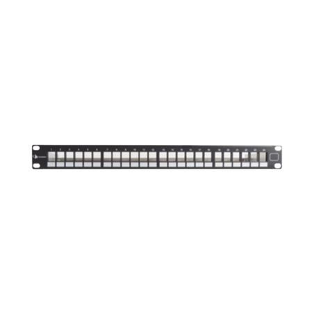 Patch Panel UTP Keystone de 24 puertos Modular (vacio)  Plano 1UR compatible con Jacks Keystone UTP Z-MAX y MAX