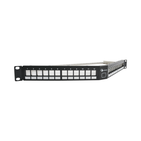 Patch Panel UTP Keystone de 24 puertos Modular (vacio) Angulado 1UR compatible con Jacks Keystone UTP Z-MAX y MAX