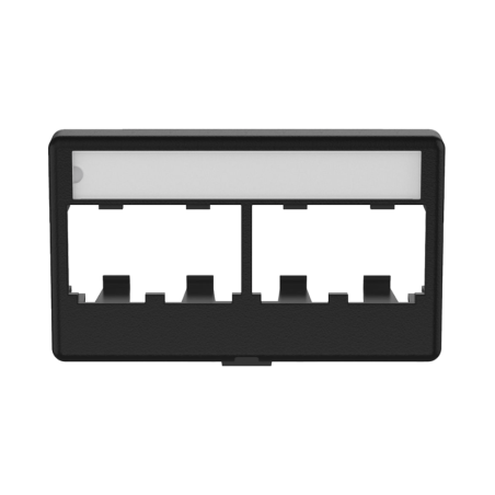 Placa de Mobiliario Modular Estandar Salidas 4 Puertos Mini-Com Con Espacio Etiquetas Negro