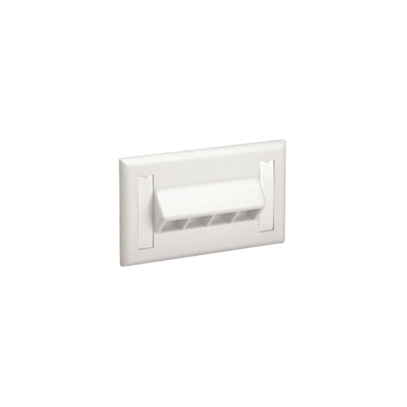 Placa de Pared Horizontal Salida 4 Puertos Keystone Con Espacios Etiquetas Blanco Mate