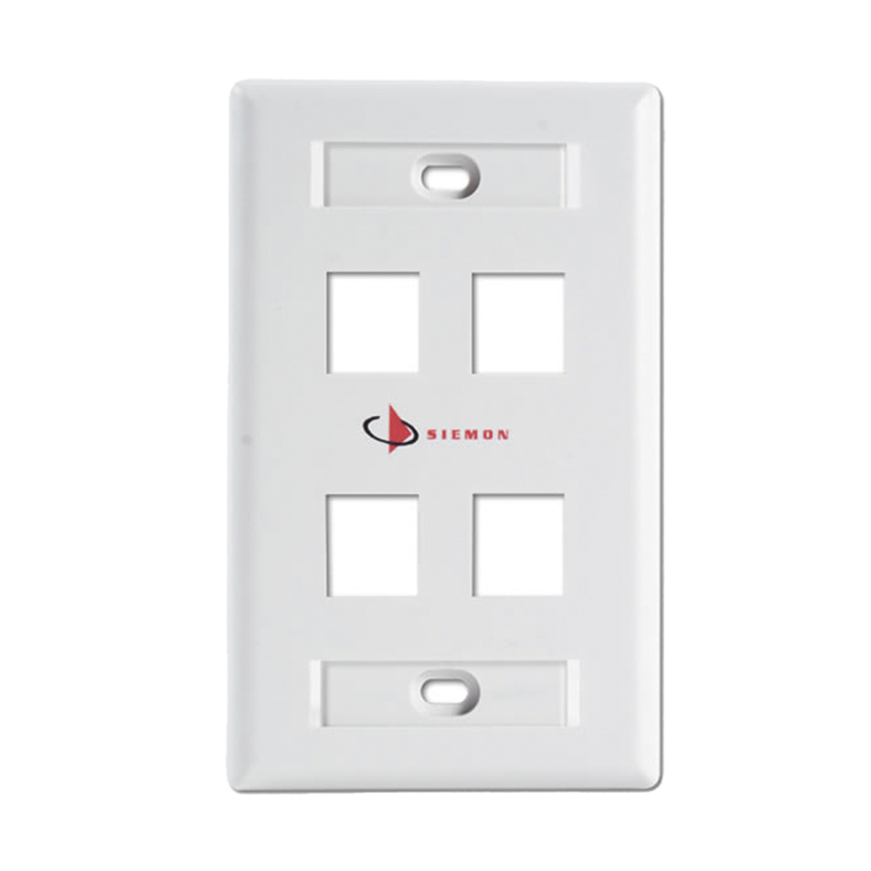 Placa de pared Keystone de 4 salidas blanco Jacks Keystone Z-MAX y MAX