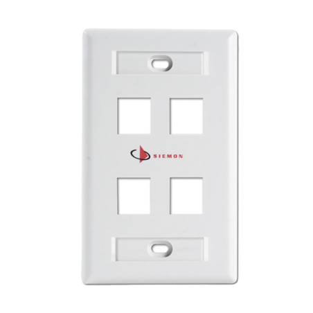 Placa de pared Keystone de 4 salidas blanco Jacks Keystone Z-MAX y MAX