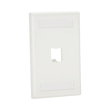 Placa de Pared Vertical Clasica Salida 1 Puerto Mini-Com Con Espacios Etiquetas Blanco