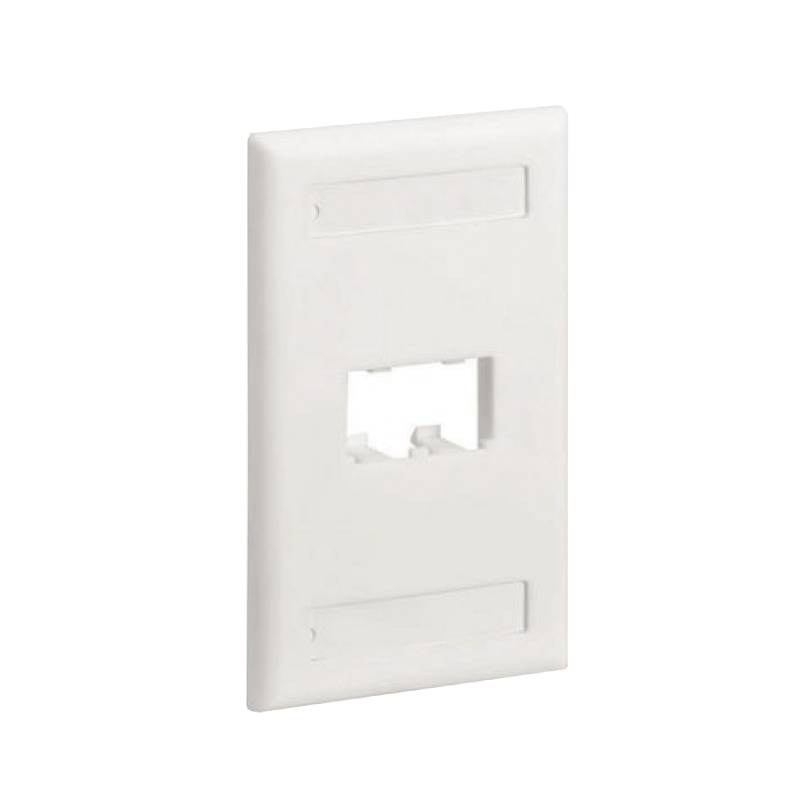 Placa de Pared Vertical Clasica Salida 2 Puertos Mini-Com Con Espacios Etiquetas Blanco