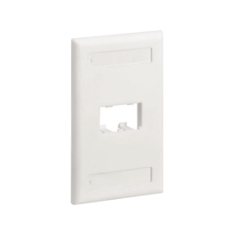 Placa de Pared Vertical Clasica Salida 2 Puertos Mini-Com Con Espacios Etiquetas Blanco Mate