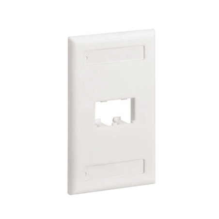 Placa de Pared Vertical Clasica Salida 2 Puertos Mini-Com Con Espacios Etiquetas Blanco Mate