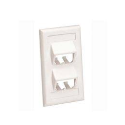 Placa de Pared Vertical Clasica Salida 4 Puertos Mini-Com Inclinados Con Espacios Etiquetas Blanco Mate