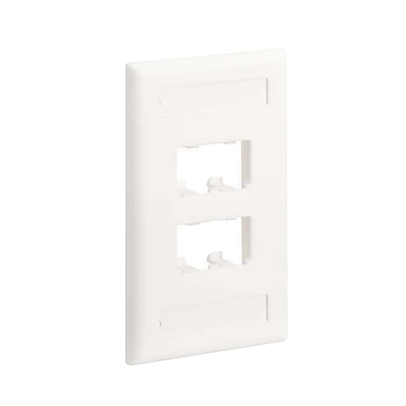 Placa de Pared Vertical Clasica Salida 4 Puertos Mini-Com Con Espacios Etiquetas Blanco Mate