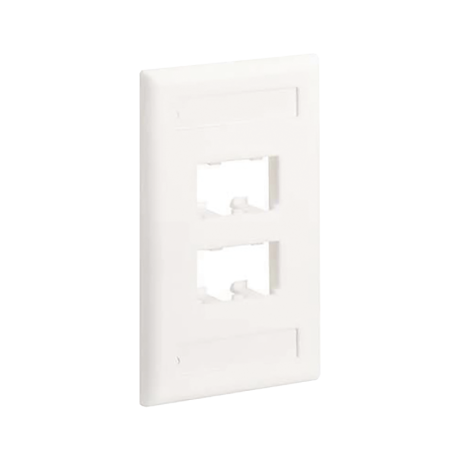 Placa de Pared Vertical Clasica Salida 4 Puertos Mini-Com Con Espacios Etiquetas Blanco Mate