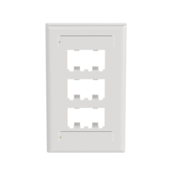 Placa de Pared Vertical Clasica Salida 6 Puertos Mini-Com Con Espacios Etiquetas Blanco