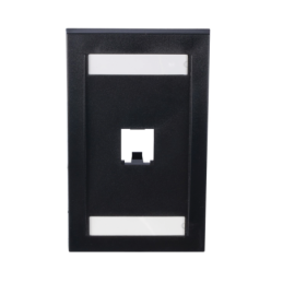 Placa de Pared Vertical Ejecutiva Salida de 1 Puerto Mini-Com Con Espacios Etiquetas Negro