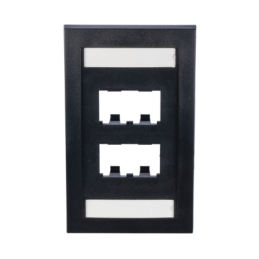 Placa de Pared Vertical Ejecutiva Salida de 4 Puertos Mini-Com Con Espacios Etiquetas Negro