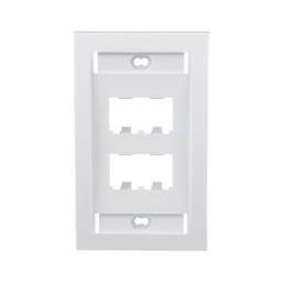 Placa de Pared Vertical Ejecutiva Salida 4 Puertos Mini-Com Con Espacios Etiquetas Blanco