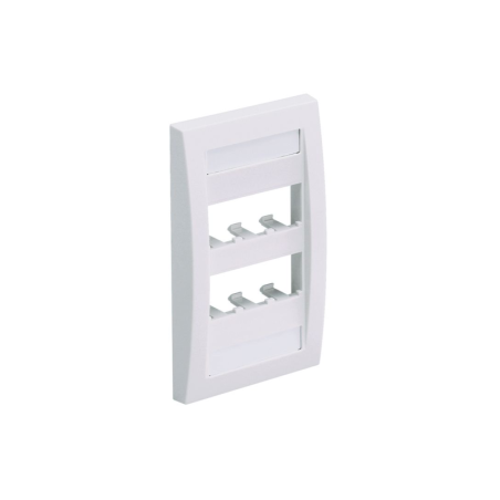 Placa de Pared Vertical Ejecutiva Salida 6 Puertos Mini-Com Con Espacios Etiquetas Blanco Mate