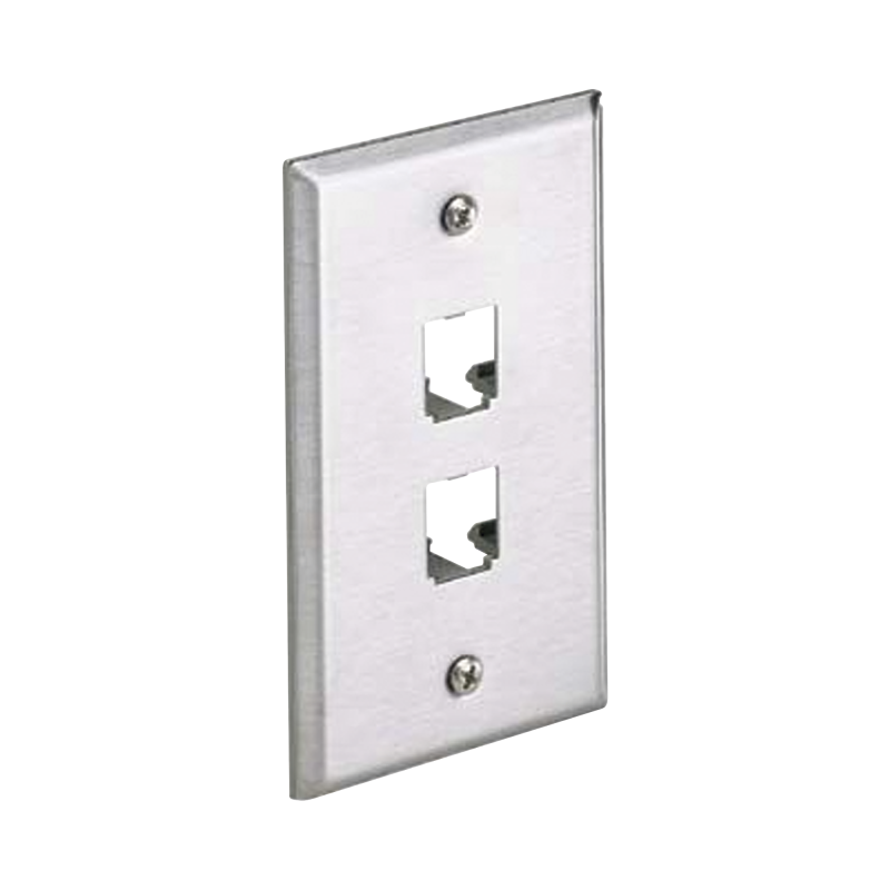 Placa de Pared Vertical de Acero Inoxidable Salida 2 Puertos Mini-Com