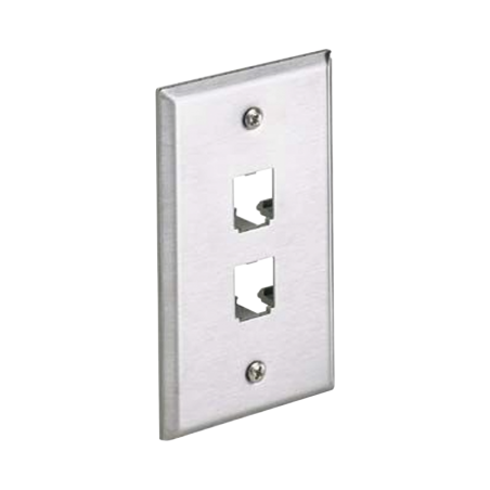 Placa de Pared Vertical de Acero Inoxidable Salida 2 Puertos Mini-Com