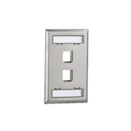 Placa de Pared Vertical Salida 2 Puertos Keystone Con Espacios Etiquetas de Acero Inoxidable