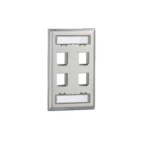 Placa de Pared Vertical Salida 4 Puertos Keystone Con Espacios Etiquetas de Acero Inoxidable