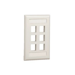 Placa de Pared Vertical Salida 6 Puertos Keystone Con Espacios Etiquetas Blanco