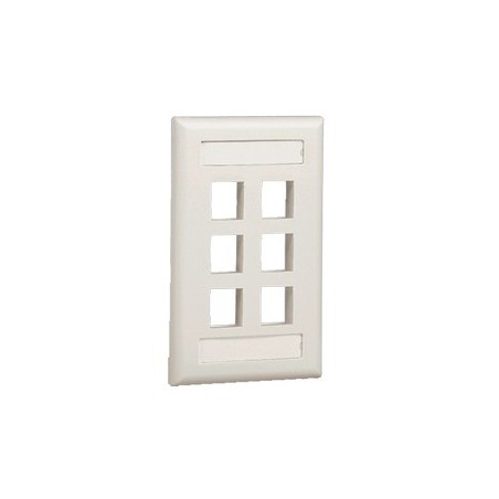 Placa de Pared Vertical Salida 6 Puertos Keystone Con Espacios Etiquetas Blanco