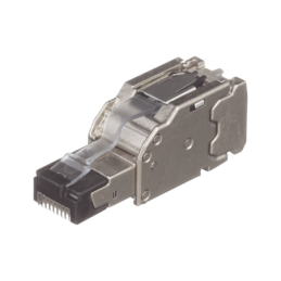 Plug RJ45 Blindado Instalacion Recta Certificable Compcon Cat5e Cat6 y Cat6A Plata Paq.de 10 Piezas