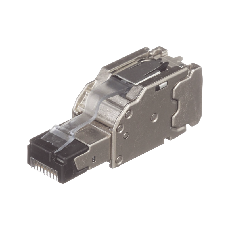 Plug RJ45 Blindado Instalacion Recta Certificable Compcon Cat5e Cat6 y Cat6A Plata Paq.de 10 Piezas