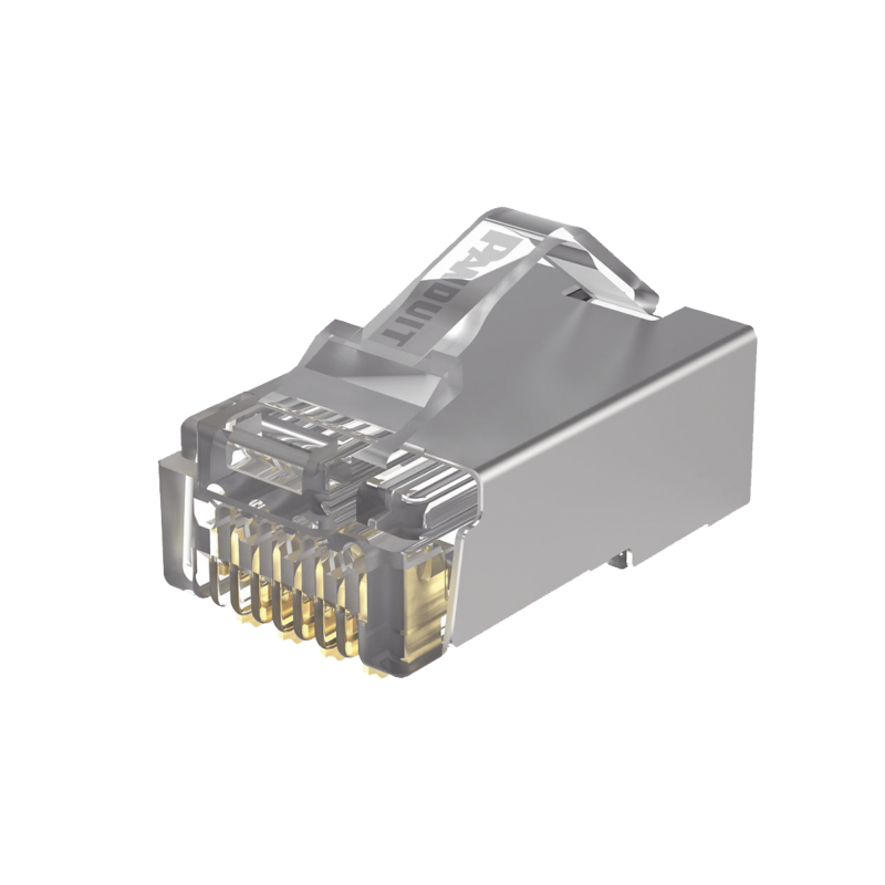 Plug RJ45 Cat5e Blindado Cable UTP de Calibres 24-26 AWG Chap Oro de 50 micras Paq 100 piezas