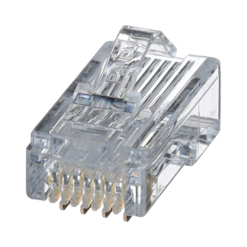 Plug RJ45 Cat5eUTP de Calibres 24-26 AWG Chap Oro de 50 micras Paq.de 100 piezas