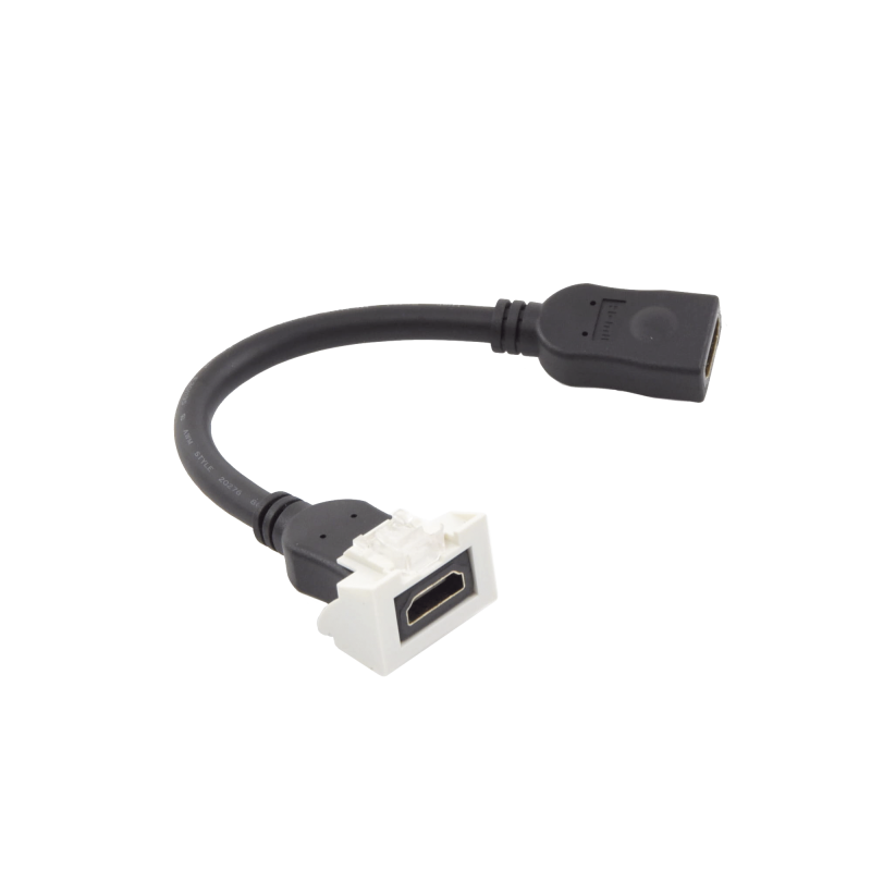 Adaptador HDMI con Pigtail Hembra-Hembra video 720 1080p 4K UHD Compatible con Faceplates MAX  de 2 salidas Blanco