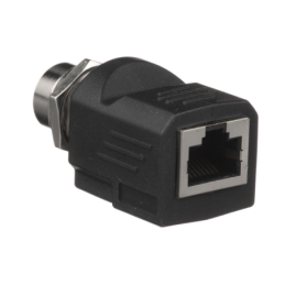 Adaptador IndustrialNetode M12 D-Code a Rj45 Uso en Redes Industriales Proteccion IP20 en RJ45 e IP68 en M12 Negro