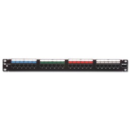 Patch Panel UTP HD6 de 24 puertos Precargado con Jacks Cat6 Plano 1UR