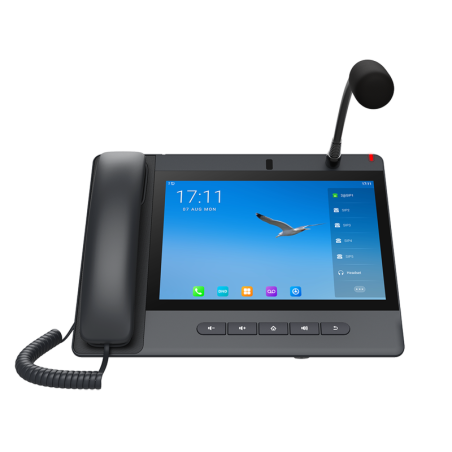 Telefono IP Android 9.0 Empresarial voceo 20 lineas SIP, pantalla tactil, Wi-Fi y BT,, PoE, Voceo Musica por Multicast, 2 Gigabi