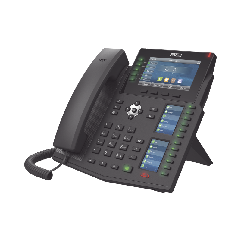 Telefono IP Empresarial 20 lineas SIP pantalla LCD a color, 60 teclas DSS BLF, puertos Gigabit, IPv6, Opus , PoE DC