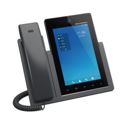 Telefono IP Android 11 16 lineas SIP 16 cuentas pantalla tactil7" Ptos Gb Wi-Fi Bluetooth PoE codec Opus IPV4IPV6