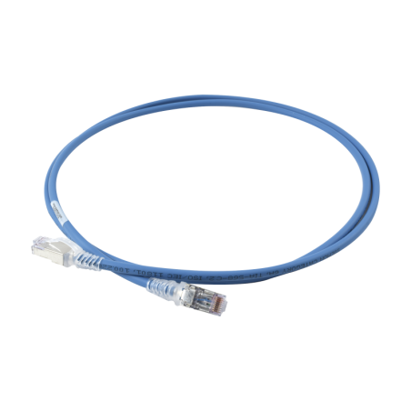 Cable de Parcheo Skinny Cat6A Blindado S/FTP 5ft Diametro Reducido 28 AWG Azul