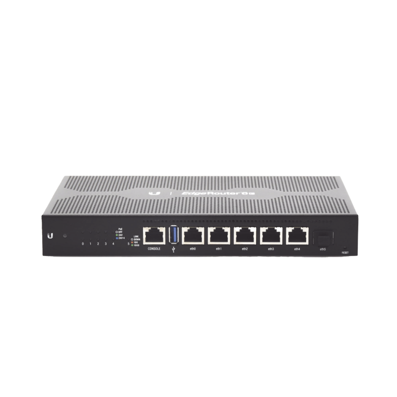 EdgeRouter 6 PoE pasivo 24 V 5 Ptos. 10/100/1000 Mbps + 1 Pto. SFP funciones avanzadas ruteo