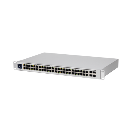 UniFi Switch USW-48-POE, Capa 2 de 48 puertos (32 puertos PoE 802.3af/at + 16 puertos Gigabit) + 4 puertos 1G SFP, 195W, pantall