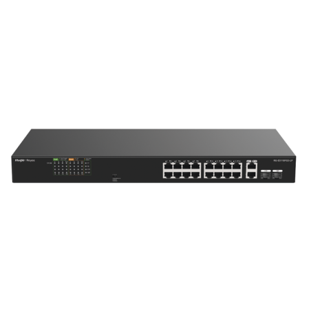 Switch PoE+ No Administrable CCTV 16 Ptos. 10/100 2 Uplinks Gigabit y 2 SFP Carcasa Metalica