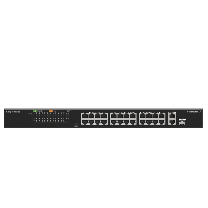 Switch PoE+ No Administrable CCTV 24 Ptos. 10/100 y2 Uplinks Gigabit Carcasa Metalica